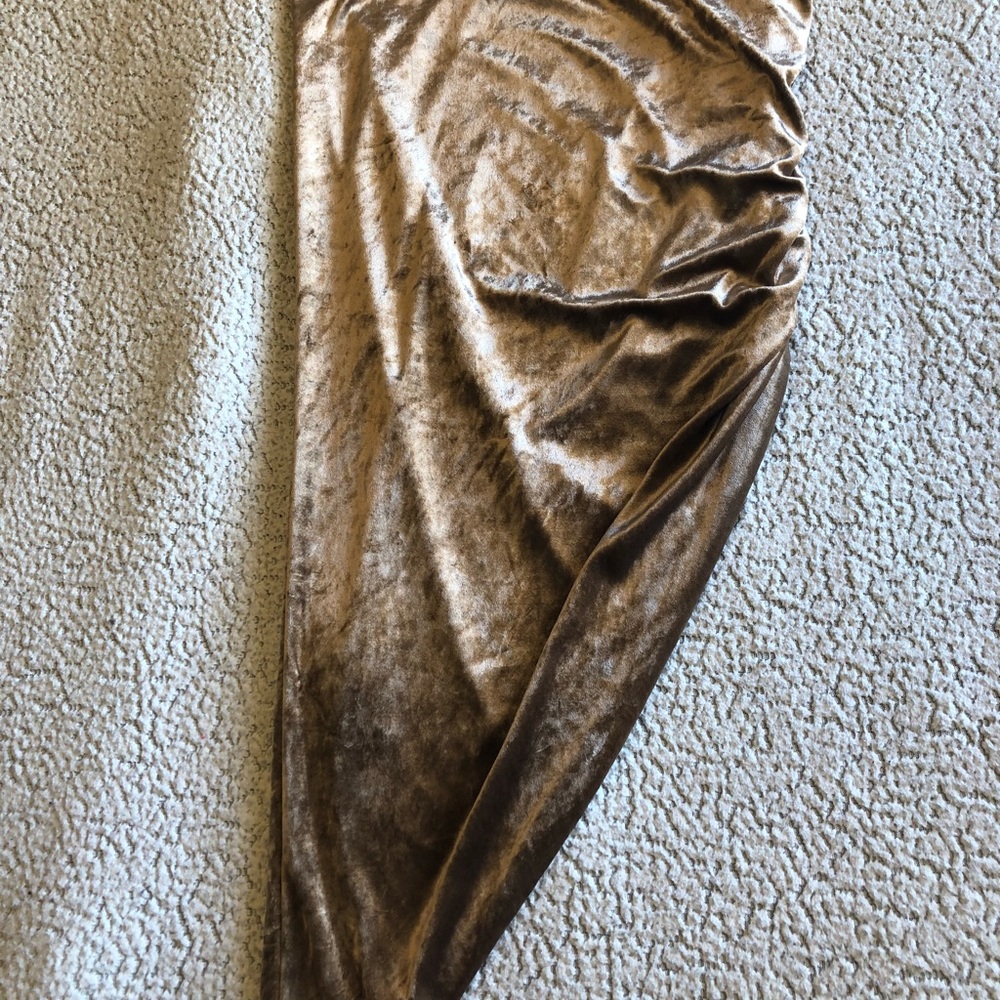 Fashion Nova Asymmetrical Gold Velvet Skirt